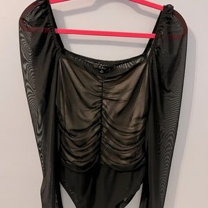 Lulus black semi sheer bodysuit